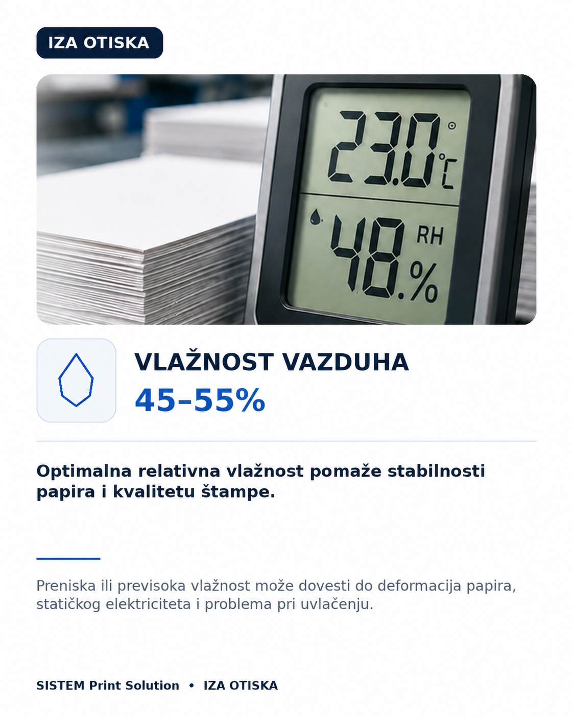 Vlažnost vazduha 45–55%